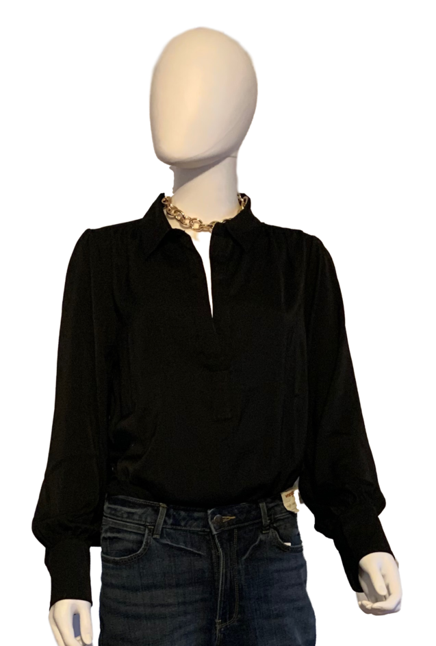 Black Shirt - Silky Collar